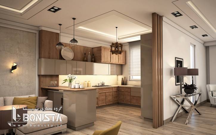 طراحی داخلی مدرن واحد های پروژه قیطریه - طراحی کابینت آشپزخانه