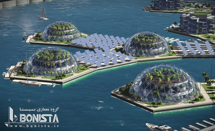 پانل های خورشیدی و گلخانه های aquaponic در نخستین شهر شناور جهان